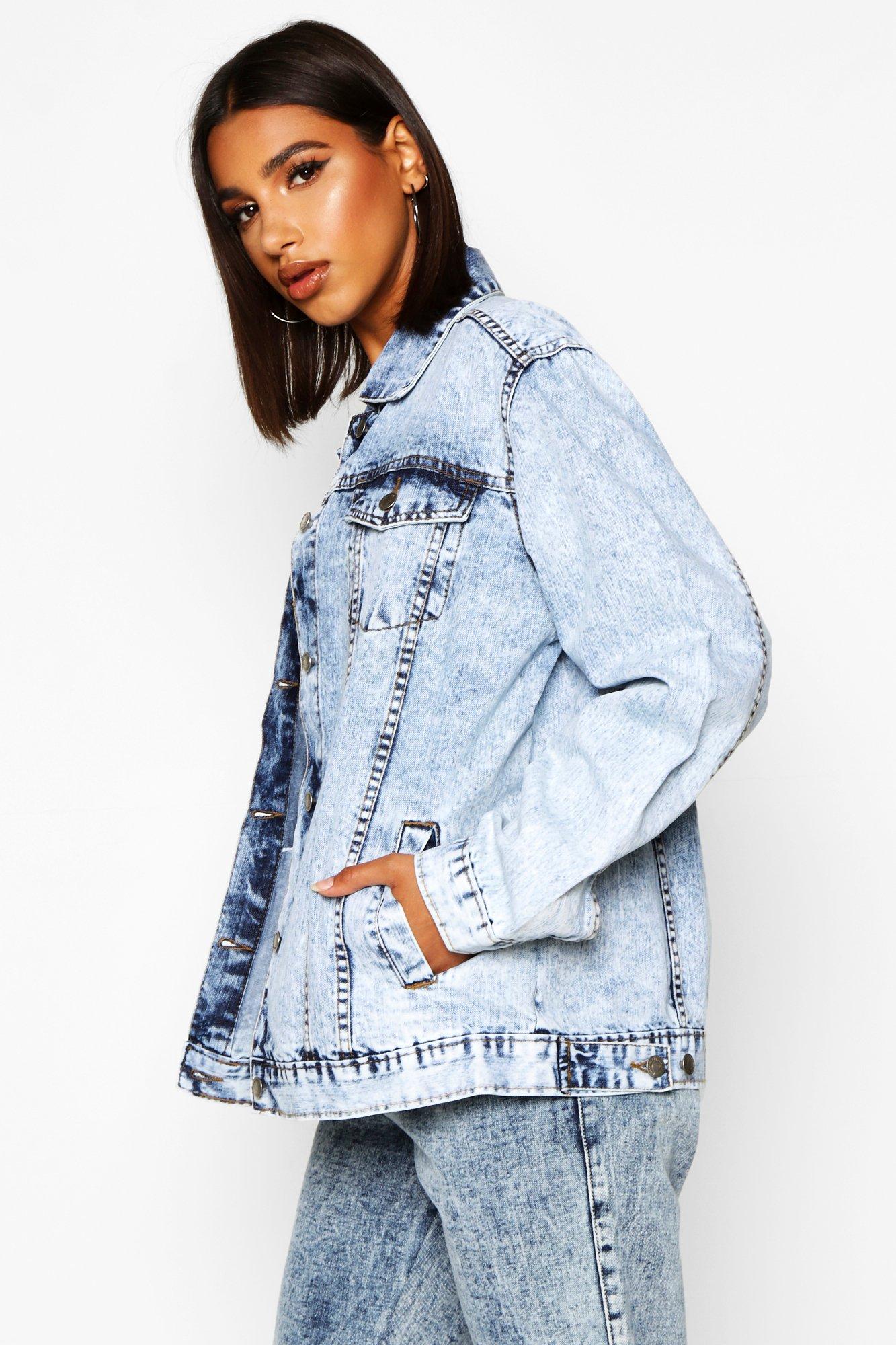 Giubbotto di jeans oversize lavaggio acido boohoo IT